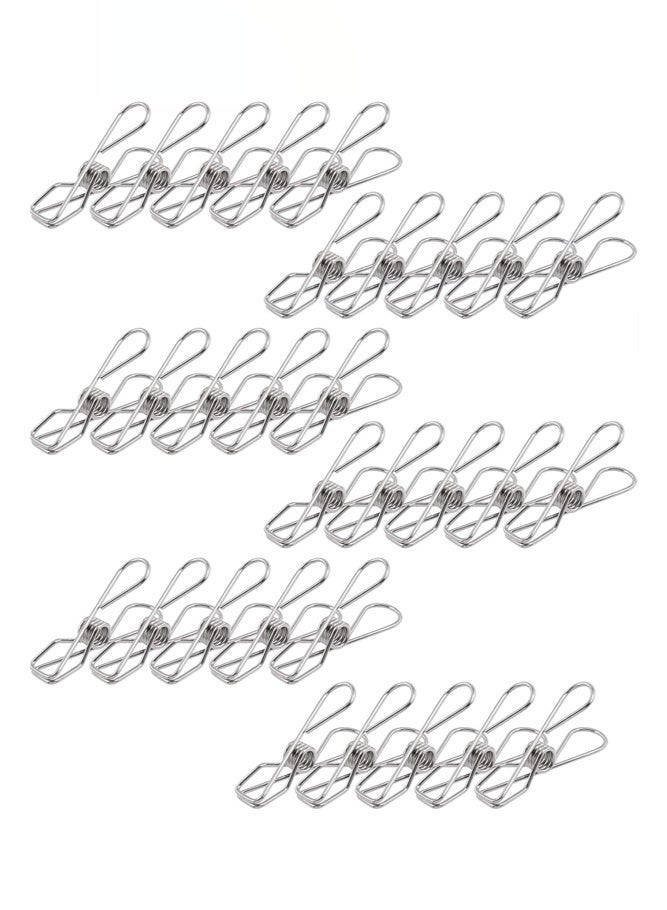 Clothes Pins Pegs, 30 Pieces Stainless Steel Windproof Laundry Hanging Wire Clips for Home Blanket Towel Clothes, 6.5cm/2.56 Inch (Silver) - Image 1